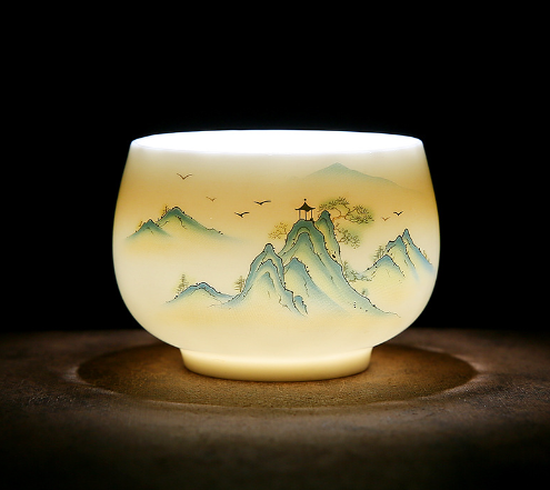New white porcelain tea cup (mutton fat jade general cup - Qianli Jiangshan (200ml))