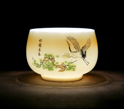 New white porcelain tea cup (mutton fat jade general cup-Songhe Changchun (200ml))