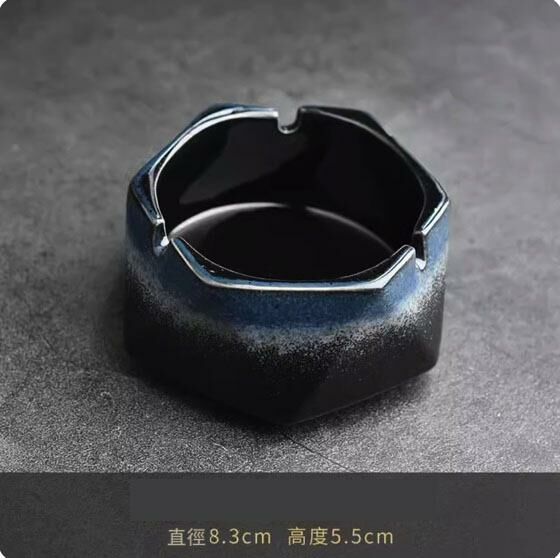 New home car ceramic ashtray ornaments (polygonal kiln blue·small size)