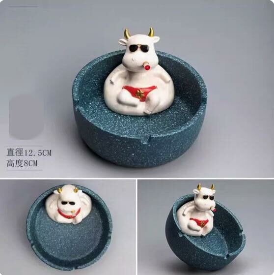 New home car ceramic ashtray ornaments (spotted blue·small size)