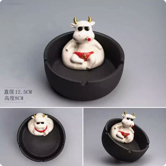 New home car ceramic ashtray ornament (matte black·small size)