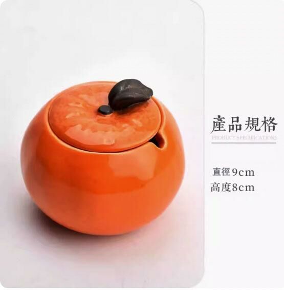 新款家用車載陶瓷煙缸擺件(橘子煙灰缸)