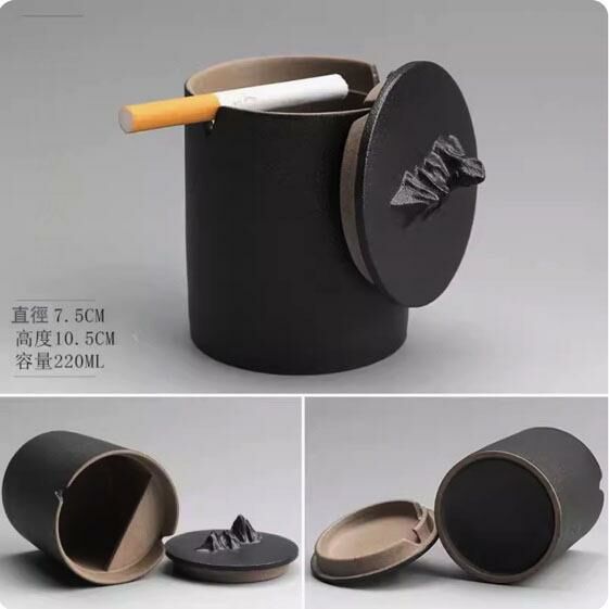 新款家用車載陶瓷煙缸擺件(牛山煙灰缸)