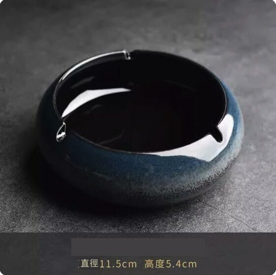 New home car ceramic ashtray ornaments (round kiln blue·medium size)