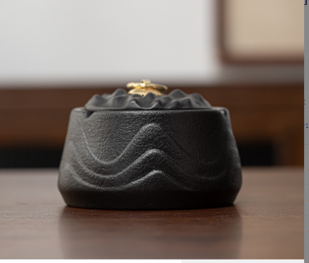 New ceramic ashtray with cover (Guanshan --- black ceramic ashtray)