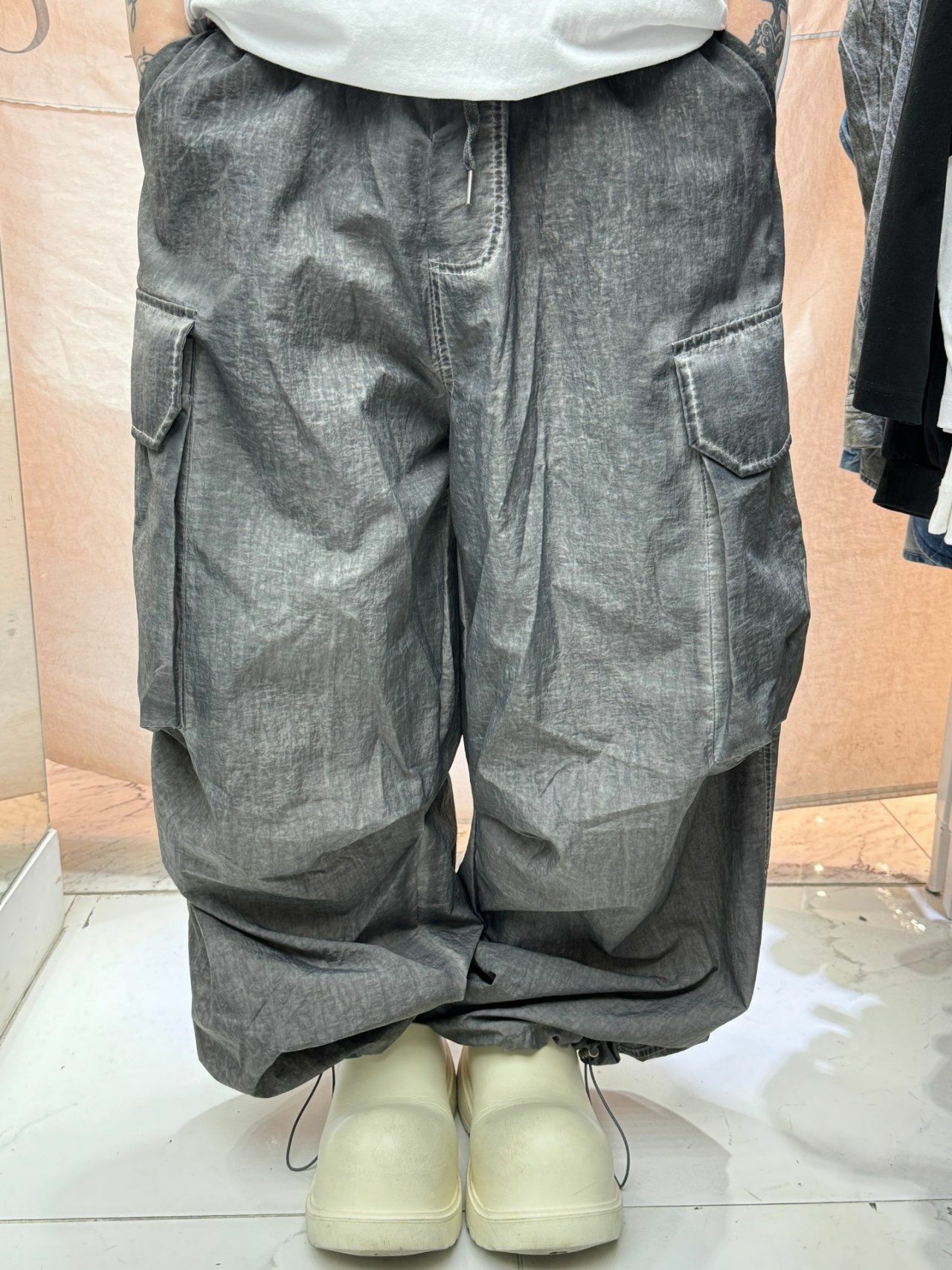 淨色可束腳工裝鬆身褲 GLAMOUR-023P