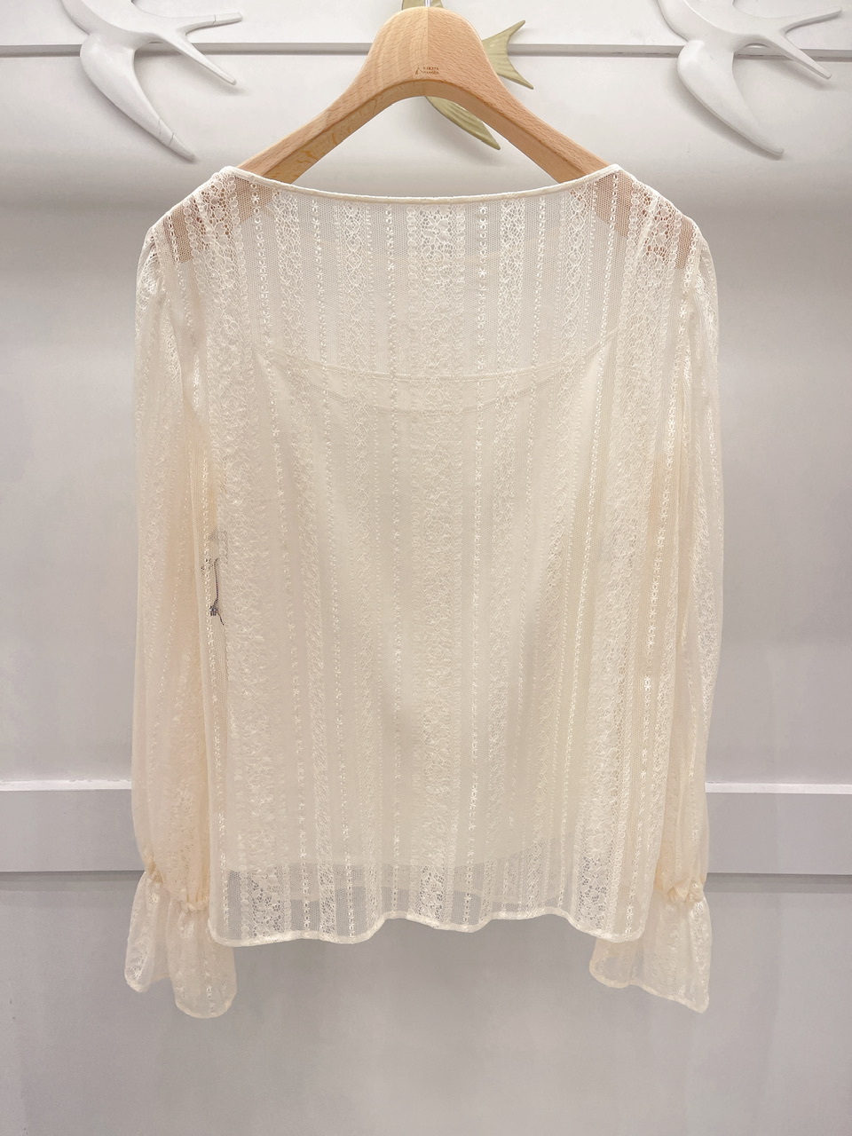 直條lace小寬袖衣