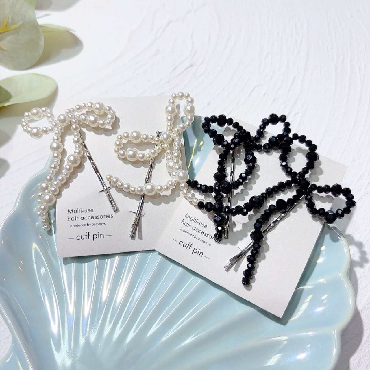 珠仔蝴蝶結髮夾