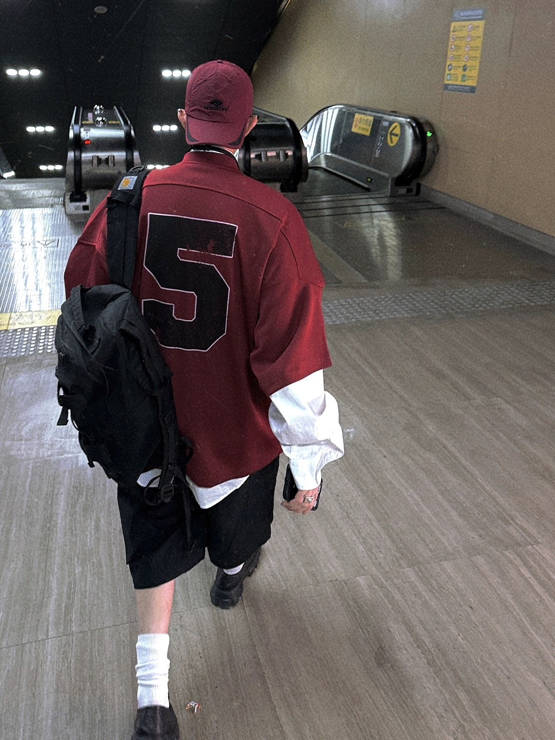 AUROCEAN 做舊印花紅色鳥眼球衣T