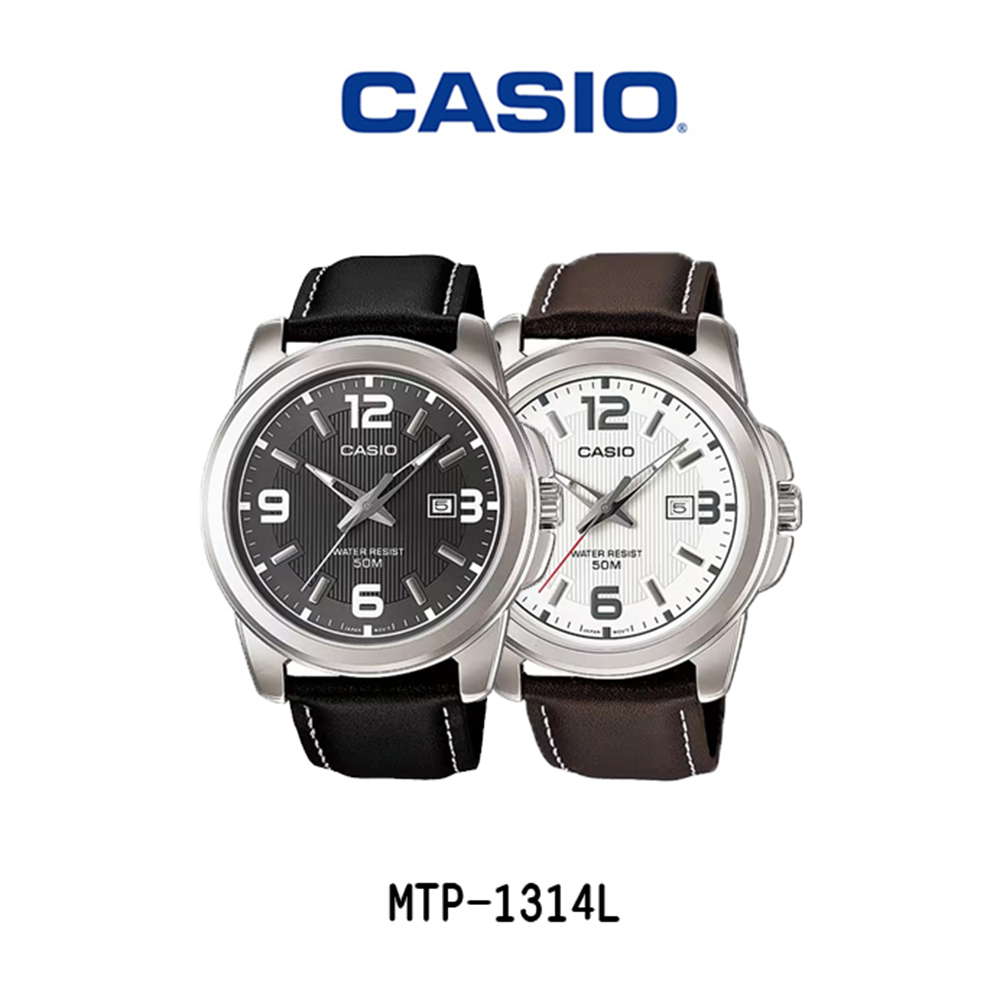 【CASIO 卡西歐】ENTICER MEN MTP-1314L 都會 新時尚 低調 簡約 防水 真皮 腕錶