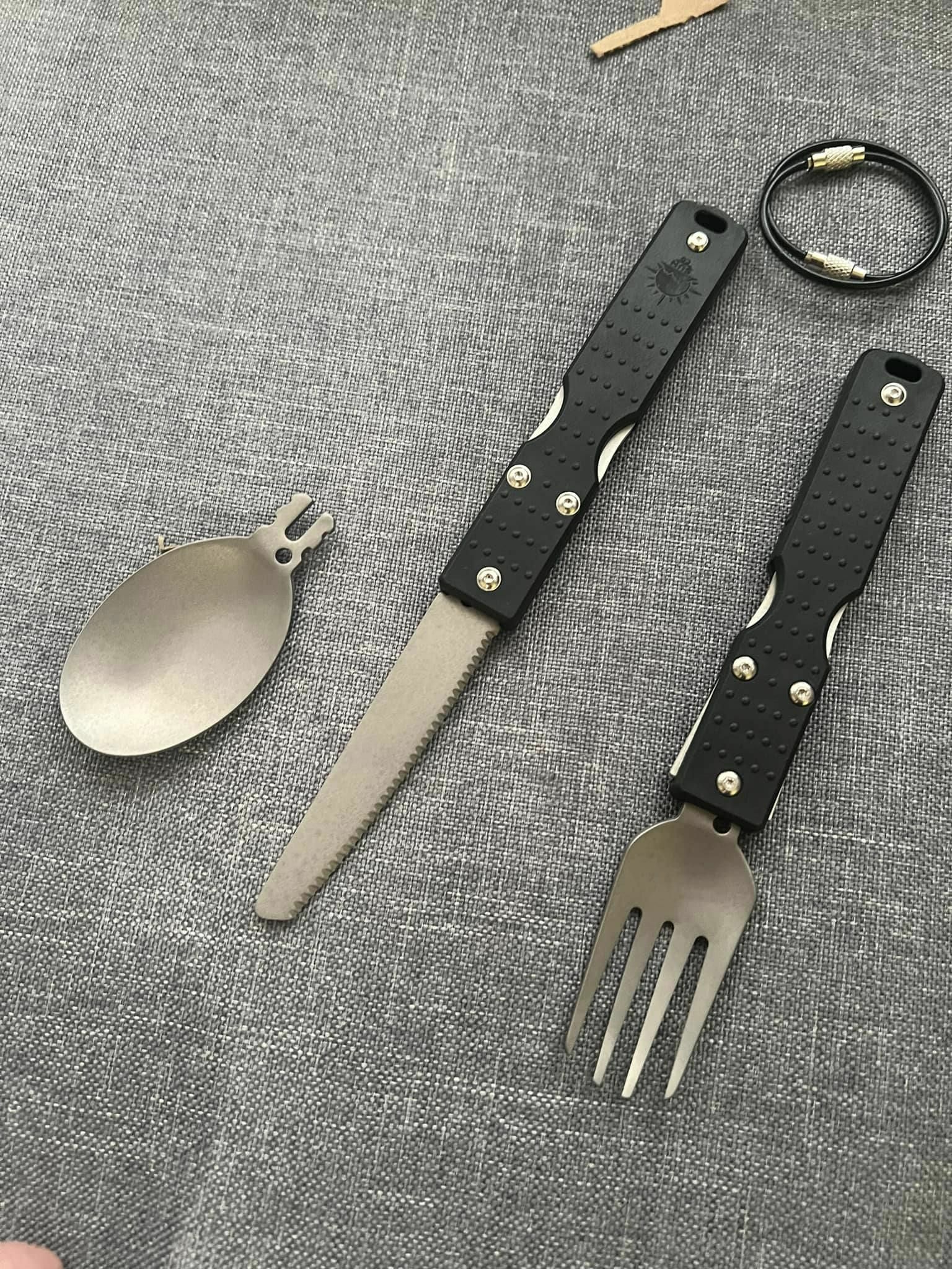 Sun Company ClickWare - 鈦和鋁模塊化烹飪/餐具,適合露營、背包旅行或旅行