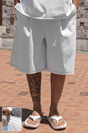 縫線配色寬大短褲