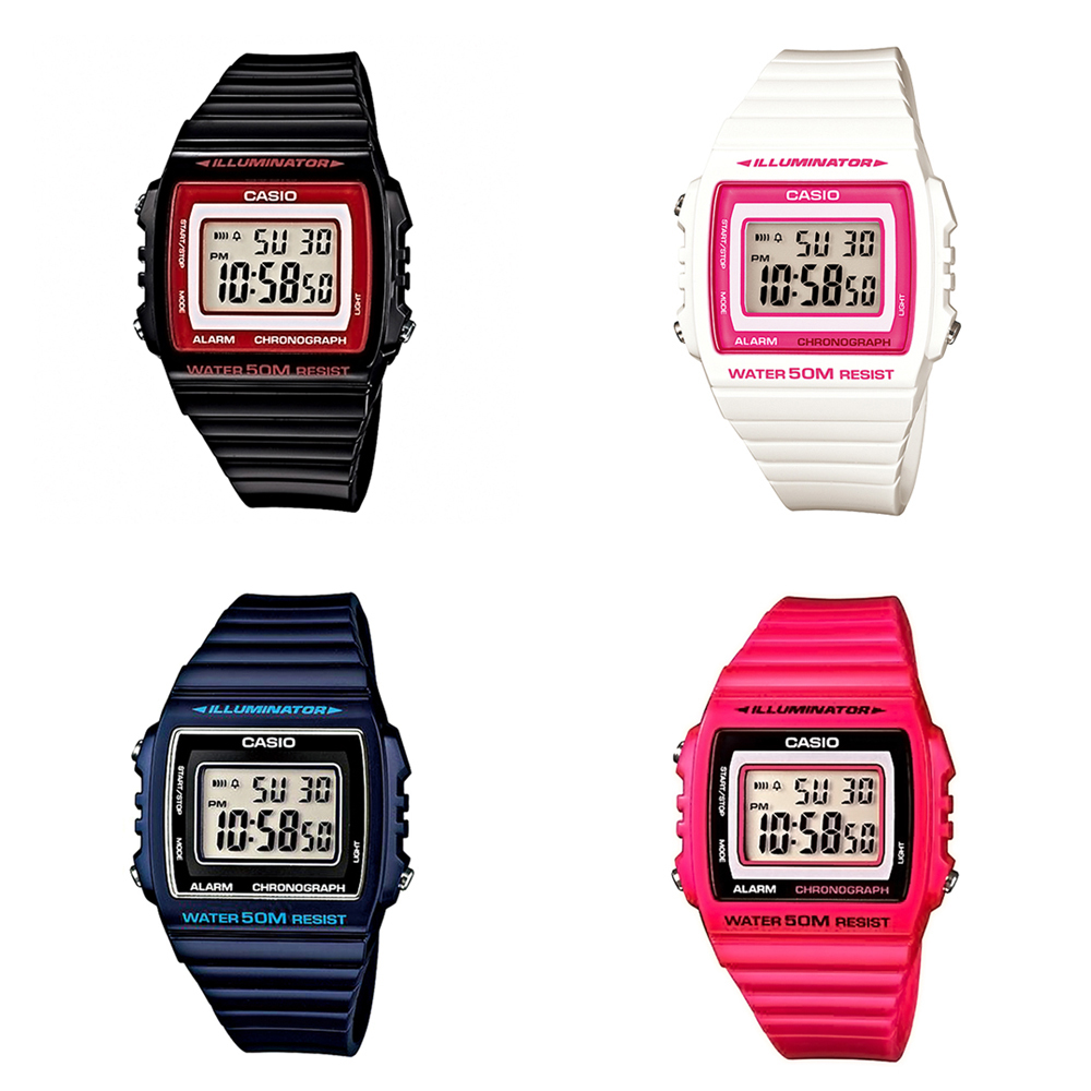 【CASIO 卡西歐】CASIO手錶 電子錶 方形錶 復古錶 中性錶款 運動錶 學生錶 W-215H