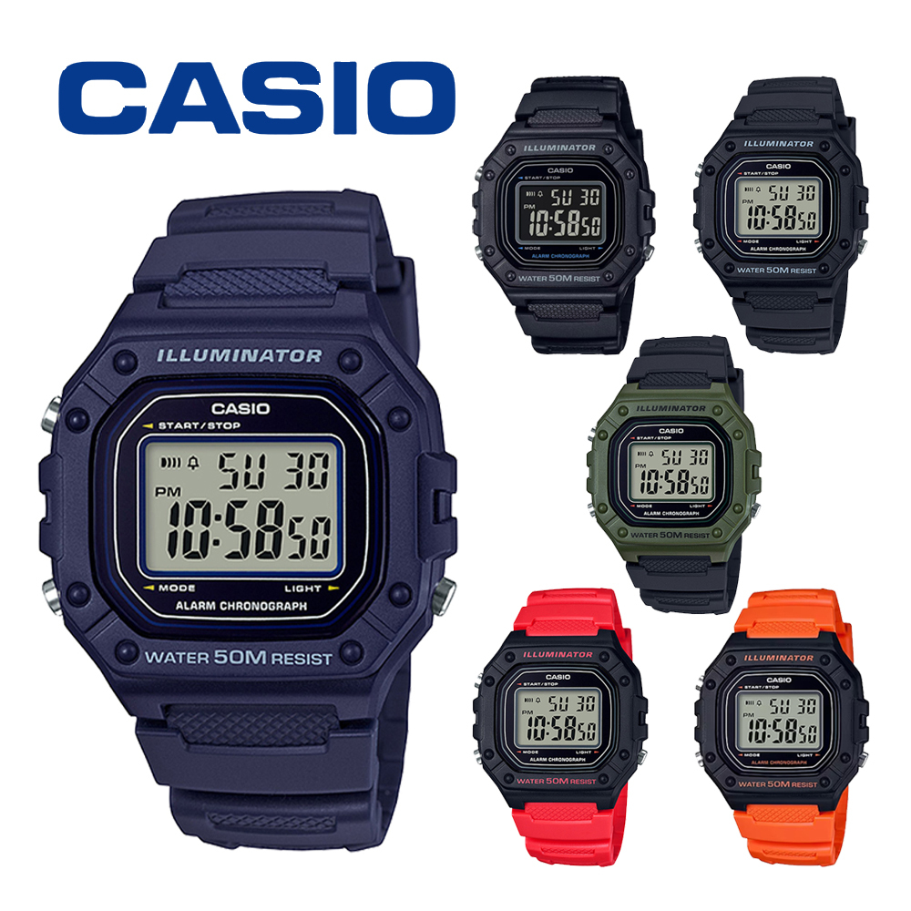 【CASIO 卡西歐】CASIO手錶 復古造型 電子錶 防水錶 游泳手錶 潛水錶 當兵手錶 W-218H