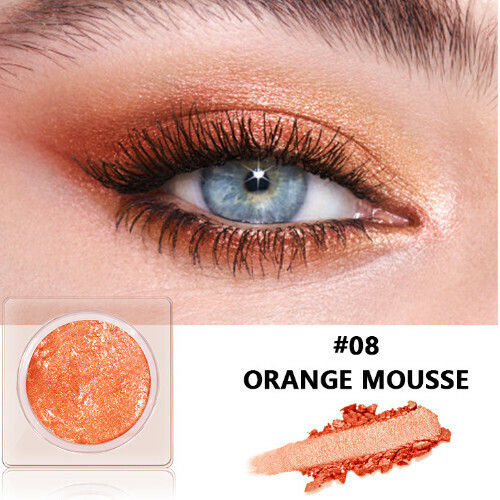 New single color high gloss pearl glitter eye shadow (08#ORANGE MOUSSE)