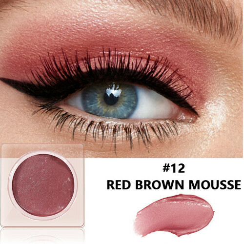 New single color high gloss pearl glitter eye shadow (12#RED BROWN MOUSSE)