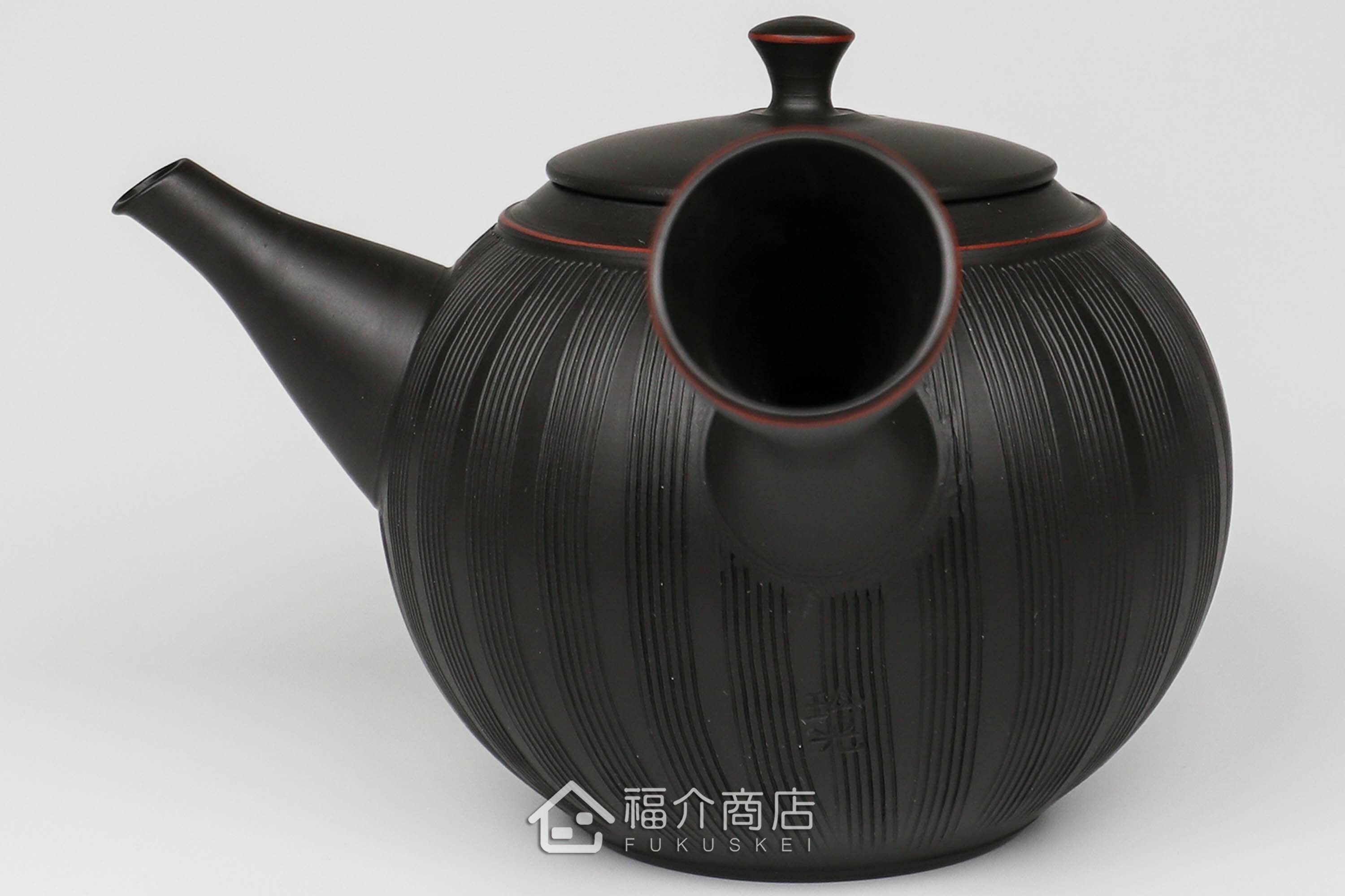 泡茶用的陶瓷材質黑色線條造型泡茶壺
