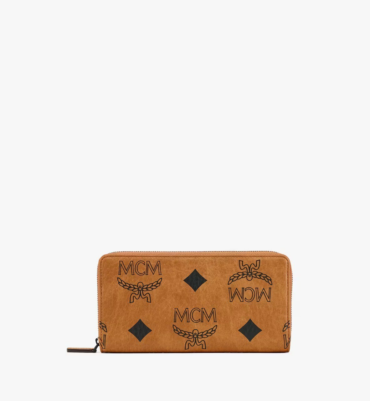 [S] MCM MYLDATA01CO001 ZIP AROUND WALLET IN MAXI VISETOS,COGNAC, 8809865520386 (SMCM114)