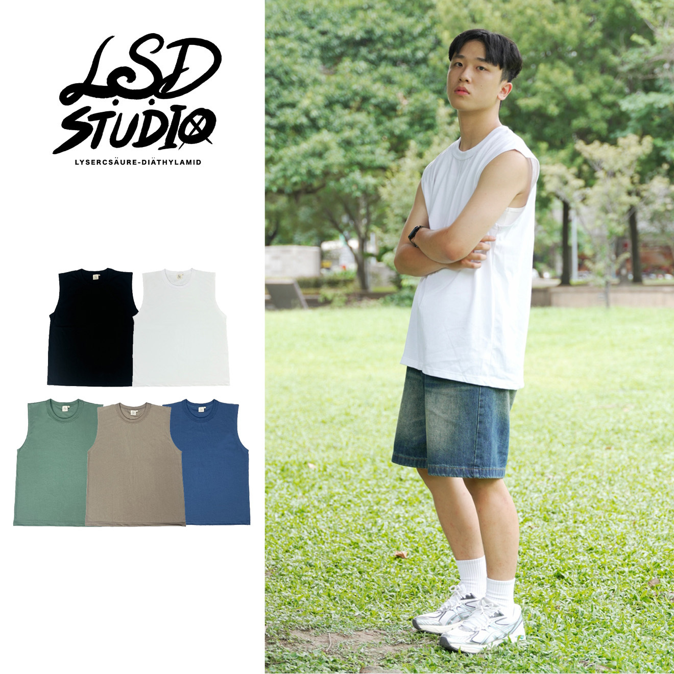 【24117】寬肩設計修身背心 5.6OZ 五色可選