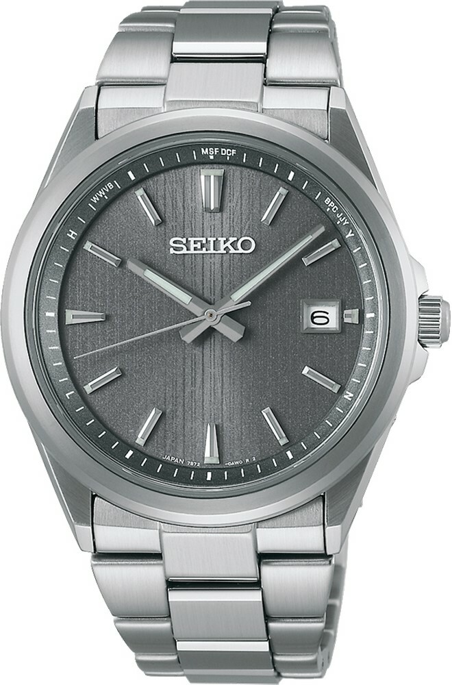 萬年鐘錶 - SEIKO  灰色面盤不鏽鋼款式太陽能電波男錶  SBTM347J / 7B72-0AK0N  錶徑39.8MM