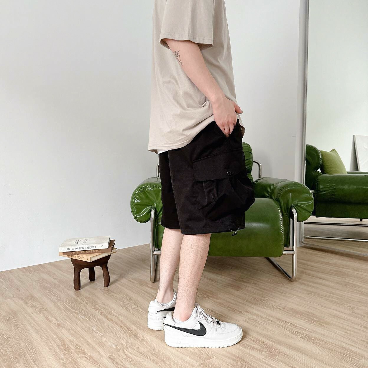 寬版束繩口袋短褲 (7colors)