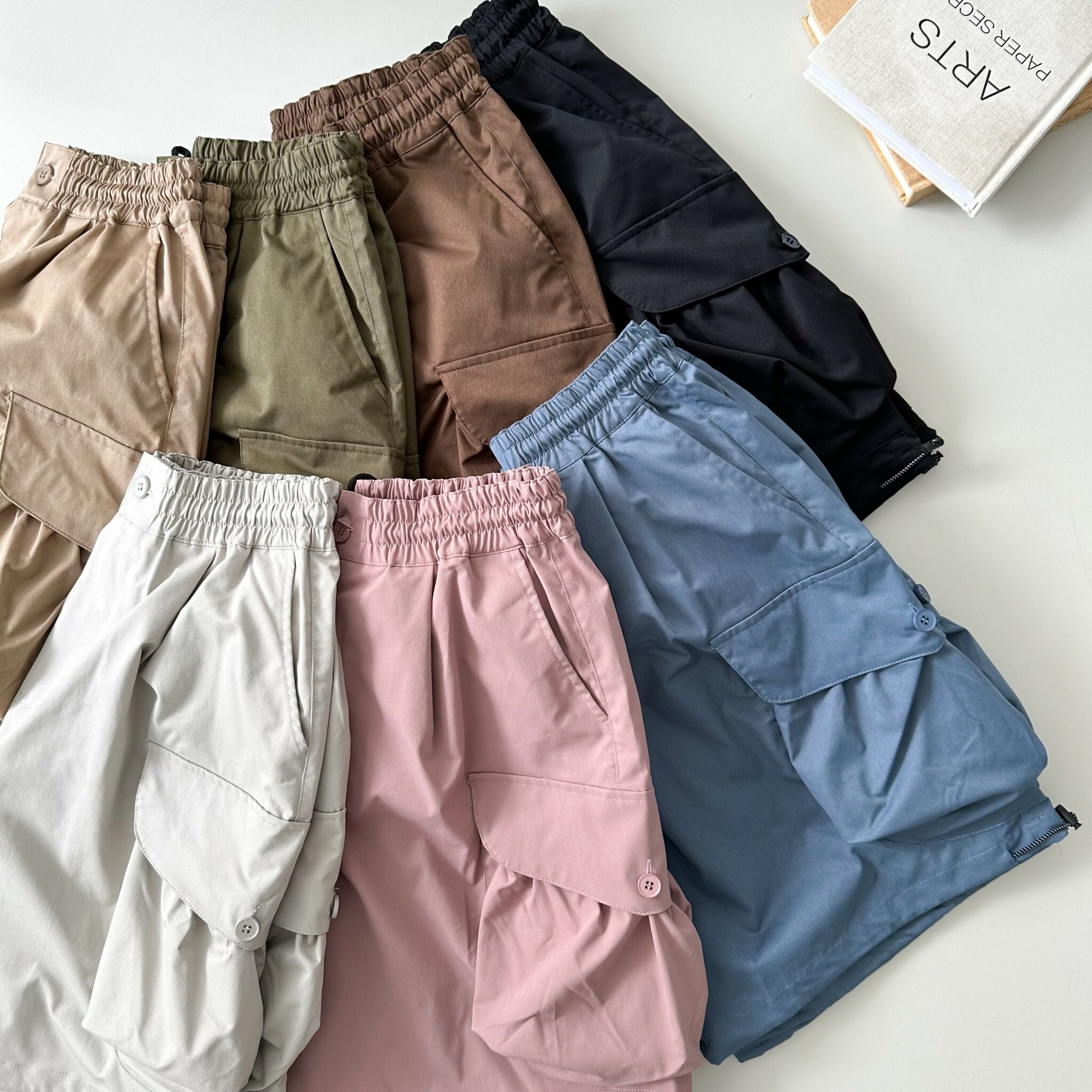 寬版束繩口袋短褲 (7colors)