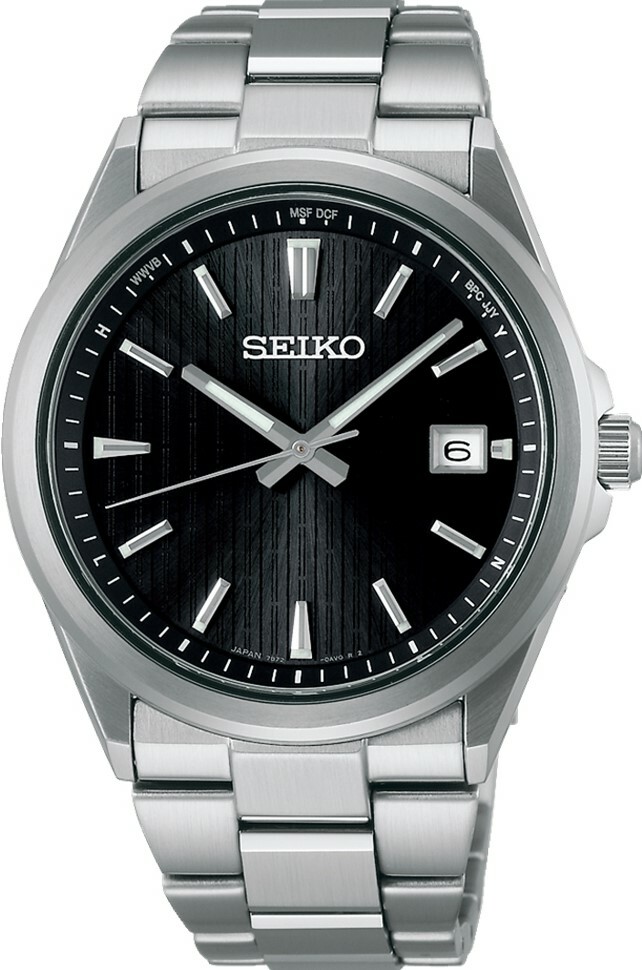 萬年鐘錶 - SEIKO  黑色面盤不鏽鋼款式太陽能電波男錶  SBTM351J / 7B72-0AK0D 錶徑39.8MM