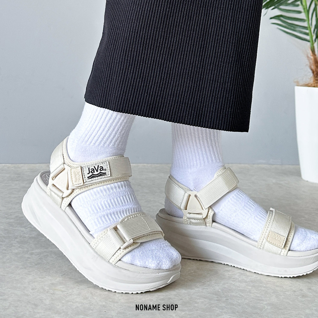 JAVA 厚底 增高 魔鬼氈 休閒 涼鞋 兩色 (女款)