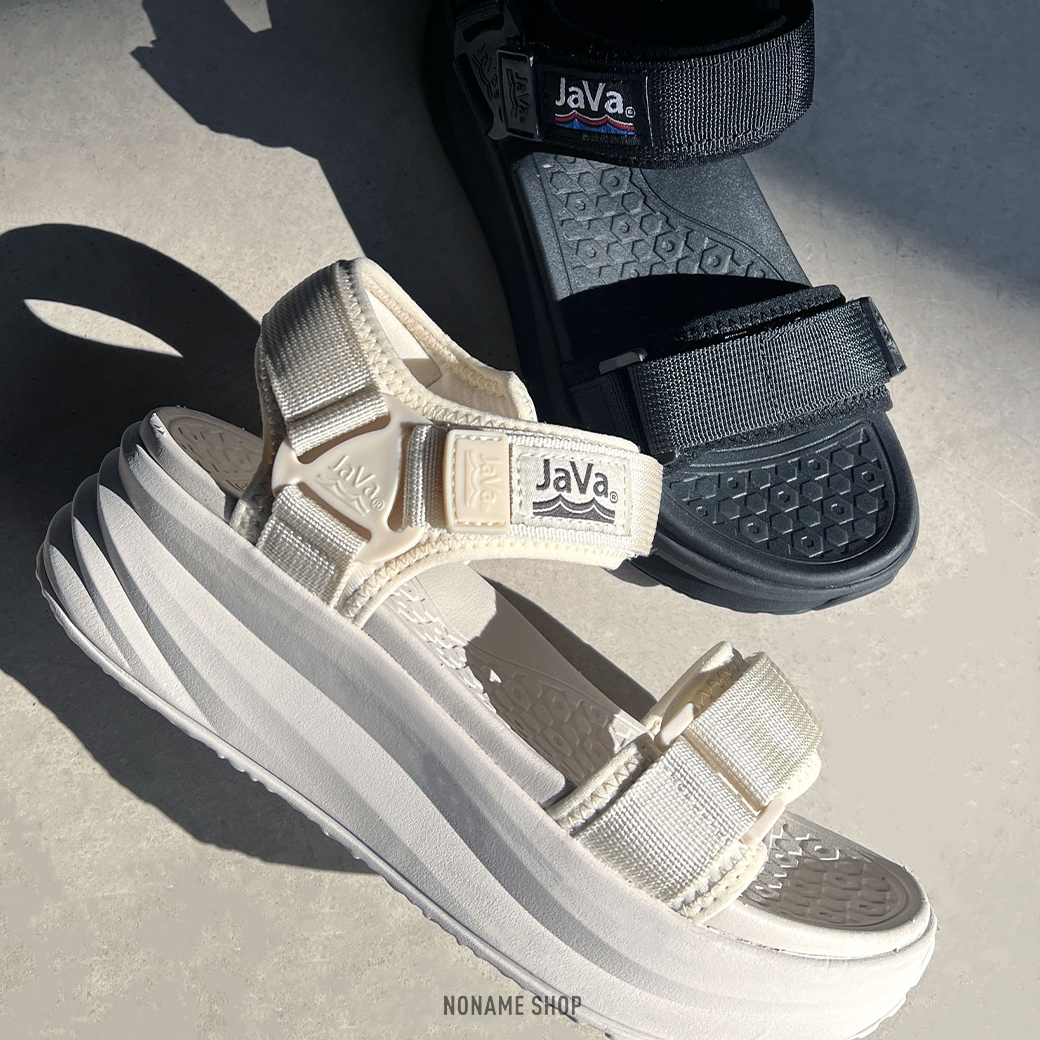 JAVA 厚底 增高 魔鬼氈 休閒 涼鞋 兩色 (女款)