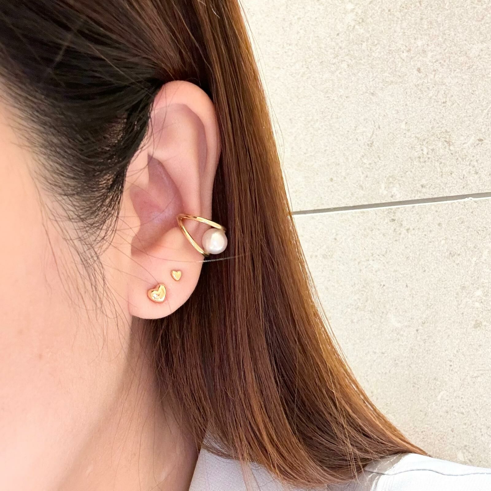 2024JUN 3mm立體心心耳環18KY