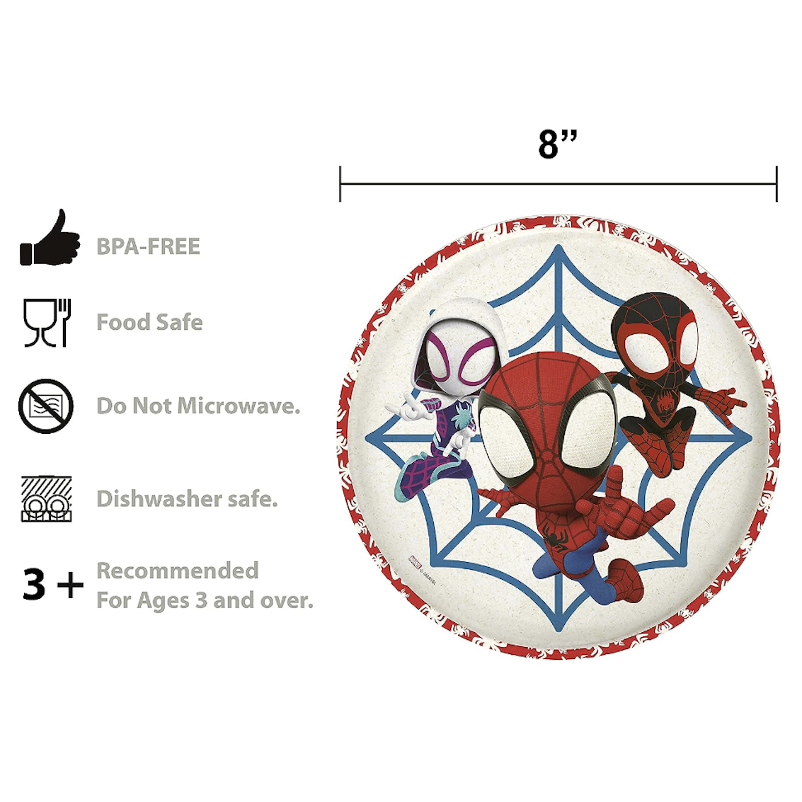 美國 Zak Designs Spidey 3 件兒童餐具套裝