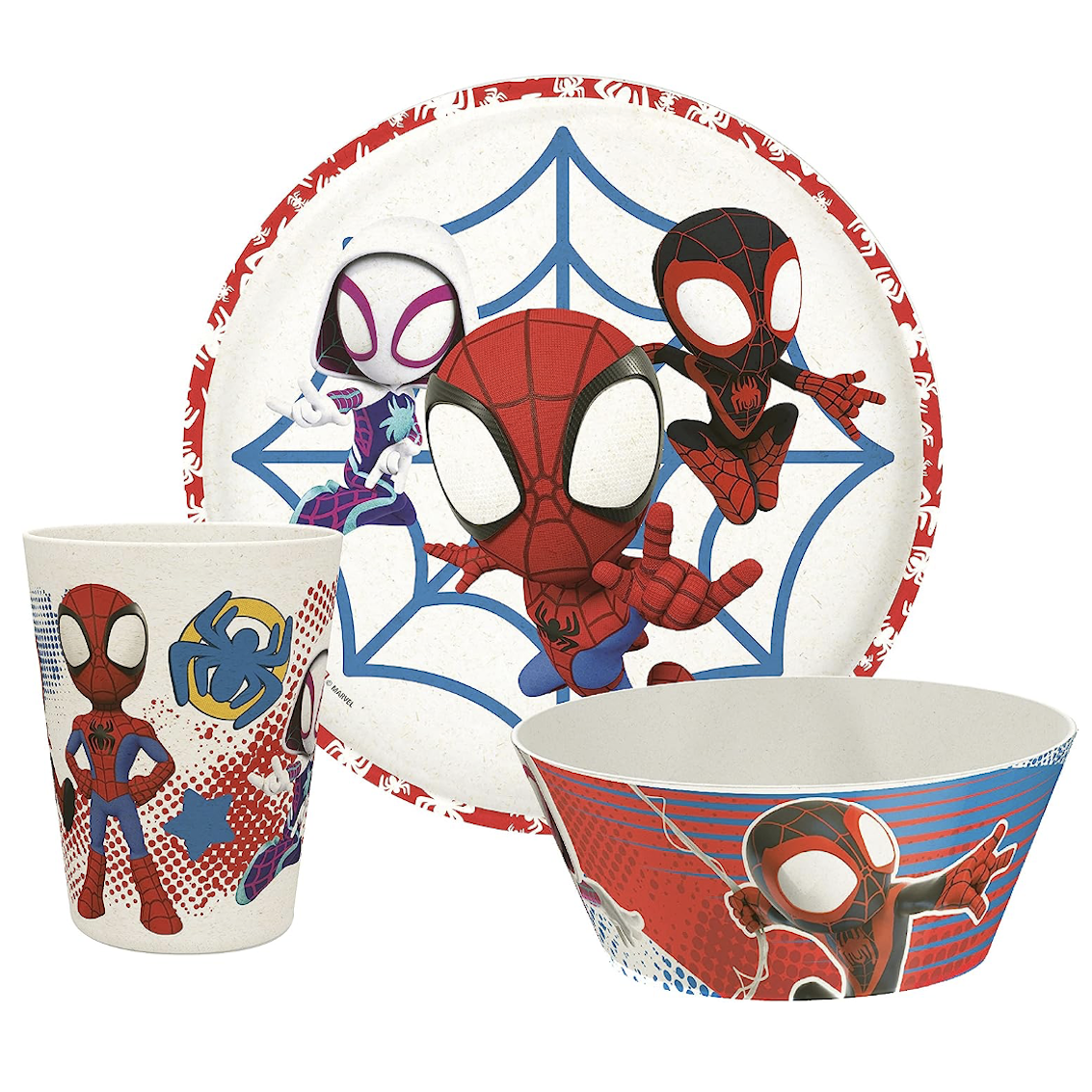 美國 Zak Designs Spidey 3 件兒童餐具套裝