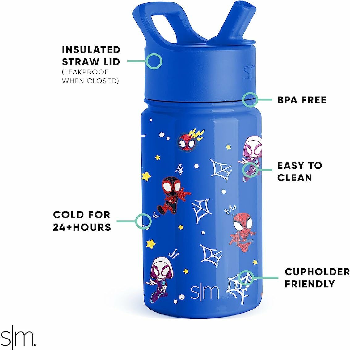 美國 Simple Modern 不鏽鋼吸管保溫水壺 - Spidey