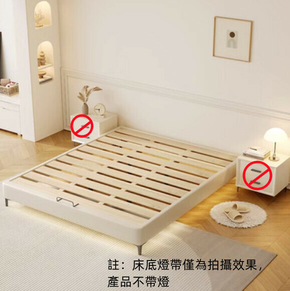 Hot selling solid wood bed frame without bedside (beige bed [without lights]) (size: 120*190cm)