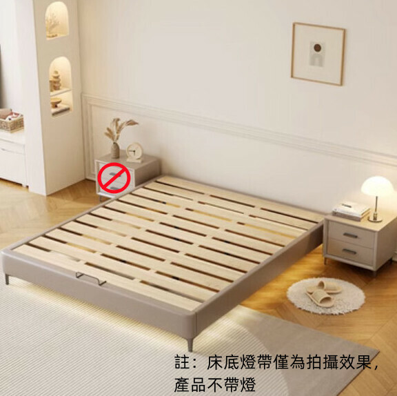 Popular solid wood bed frame without bedside (khaki bed + 1 bedside table [without lights]) (size: 180*190cm)