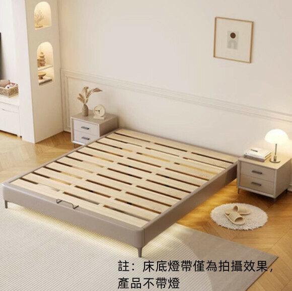 Popular solid wood bed frame without bedside (khaki bed + 2 bedside tables [without lights]) (size: 180*190cm)