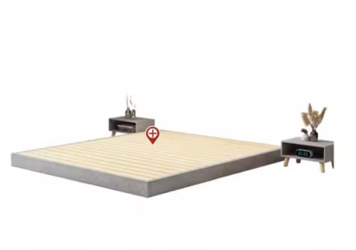 Hot style simple solid wood floor-standing hard board platform bed without bed head (temperament gray soft cover) (size: length 1.9 meters * width 1 meter * height 17.5CM)