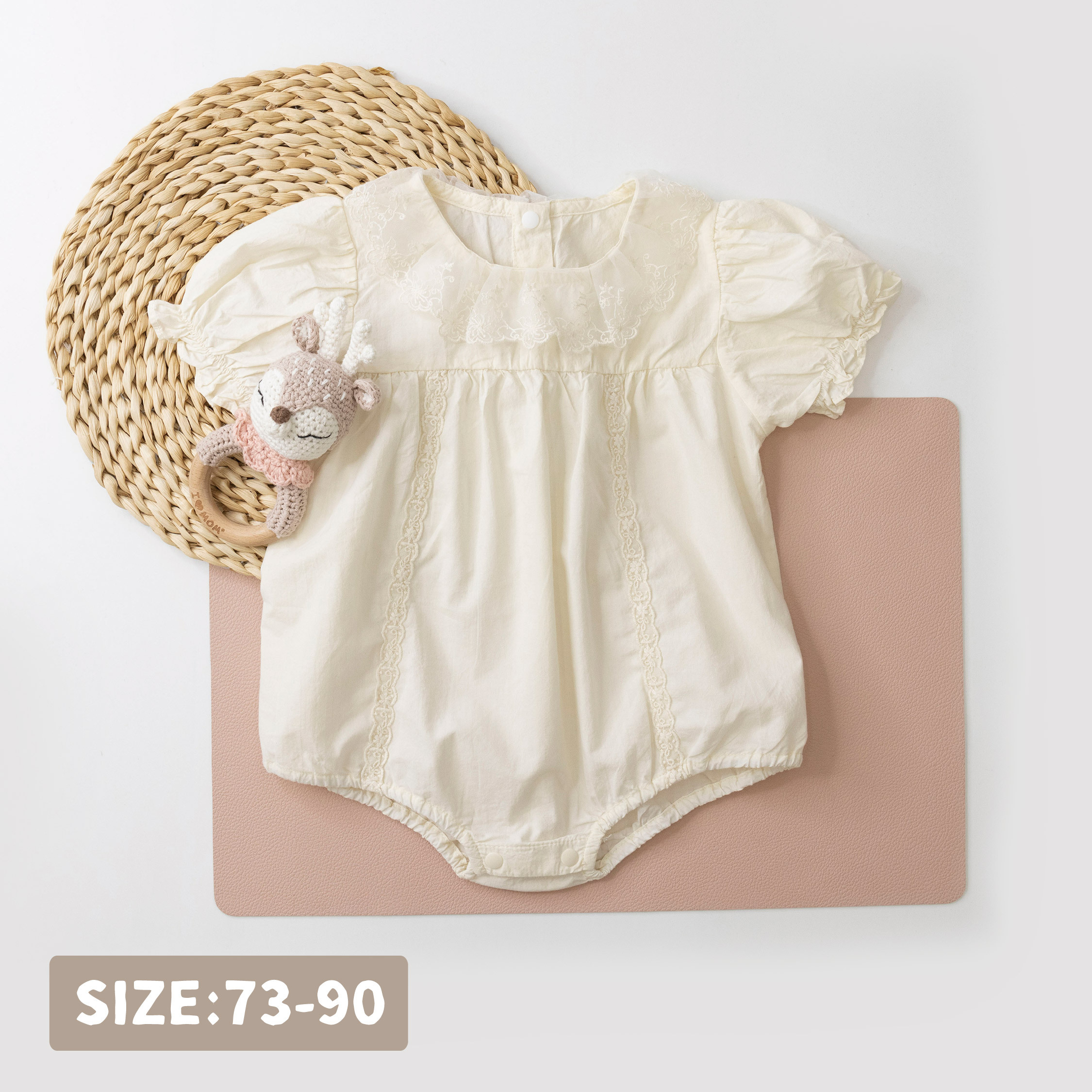 【JG0320】氣質蕾絲刺繡公主袖包屁衣