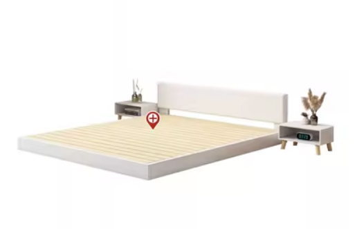 Hot style simple solid wood floor-standing hard board platform bed without bedside (nuonuo white soft cover) (size: length 1.9 meters * width 1.8 meters * height 17.5CM)