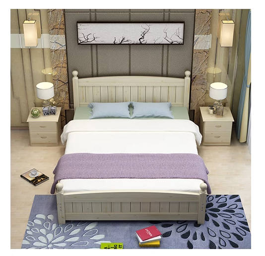 Popular solid wood bed (log with double drawers + mattress) 1200mm*2000mm