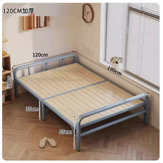 Popular Folding Bed Office Lunch Break Simple Bed [No Installation 20% Off Model] 120CM Bold Morandi Frame + Thickened Bed Board]