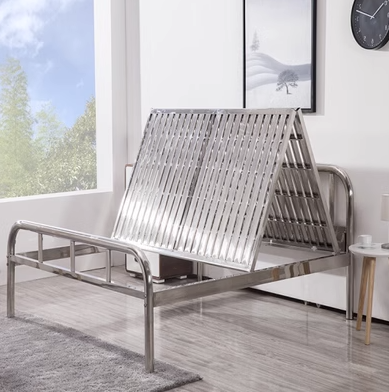 Popular double-layer iron art with upper and lower layers of thickened iron frame (specifications: length 2000*width 1800mm stainless steel folding bed)