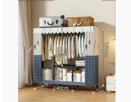 Popular foldable simple wardrobe (luxury style, plaid, length 140*width 45*height 170CM)