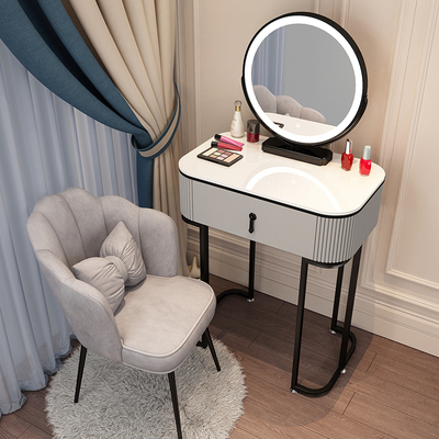 Hot new style light luxury high-end Nordic internet celebrity ins makeup table (grey and black F60 single table + smart mirror + petal chair)