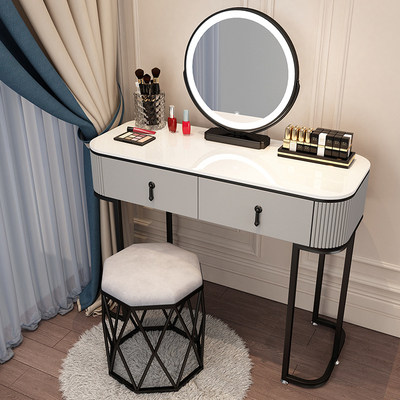 Hot new style light luxury high-end Nordic internet celebrity ins makeup table (grey and black F100 single table + smart mirror + bird's nest stool)