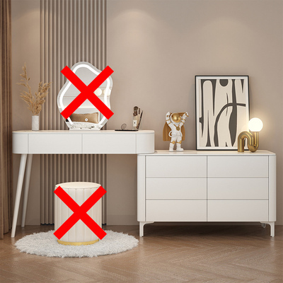 Hotly recommended solid wood slate cream style storage cabinet dressing table (100CM table + six drawer cabinet (no mirror and no stool))