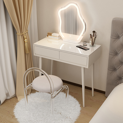 Hotly recommended French cream style solid wood dressing table light luxury dressing table (all solid wood 70 + cloud mirror + acrylic chair)