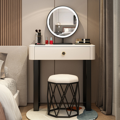 Hotly recommended solid wood high-smooth thickened slate vanity cabinet (light luxury black 70-length slate table + smart mirror + Wuchao stool)