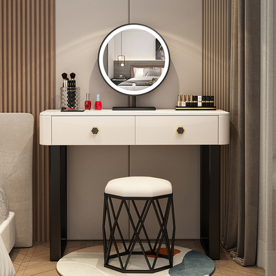 Hotly recommended solid wood high-smooth thickened slate vanity cabinet (light luxury black 100-length slate table + smart mirror + Wuchao stool)