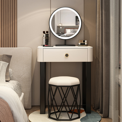 Hotly recommended solid wood high-smooth thickened slate vanity cabinet (light luxury black 60-length slate table + smart mirror + Wuchao stool)